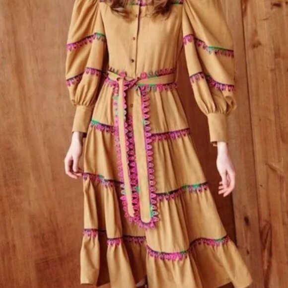 Brand NWT Celia B sz large Hasu dress sand Maxi Dress - Picture 1 of 4